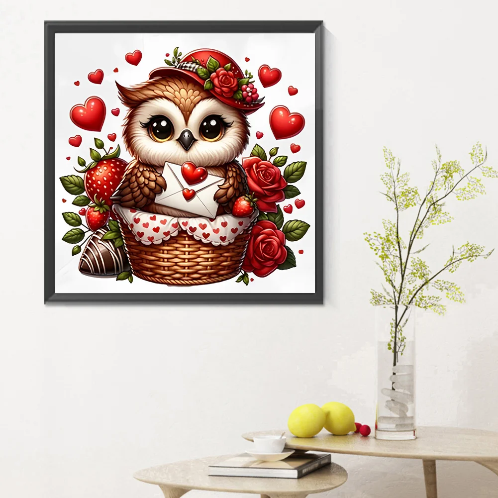 Diamond Painting - Full Round Drill - Love Owl(Canvas|30*30cm)