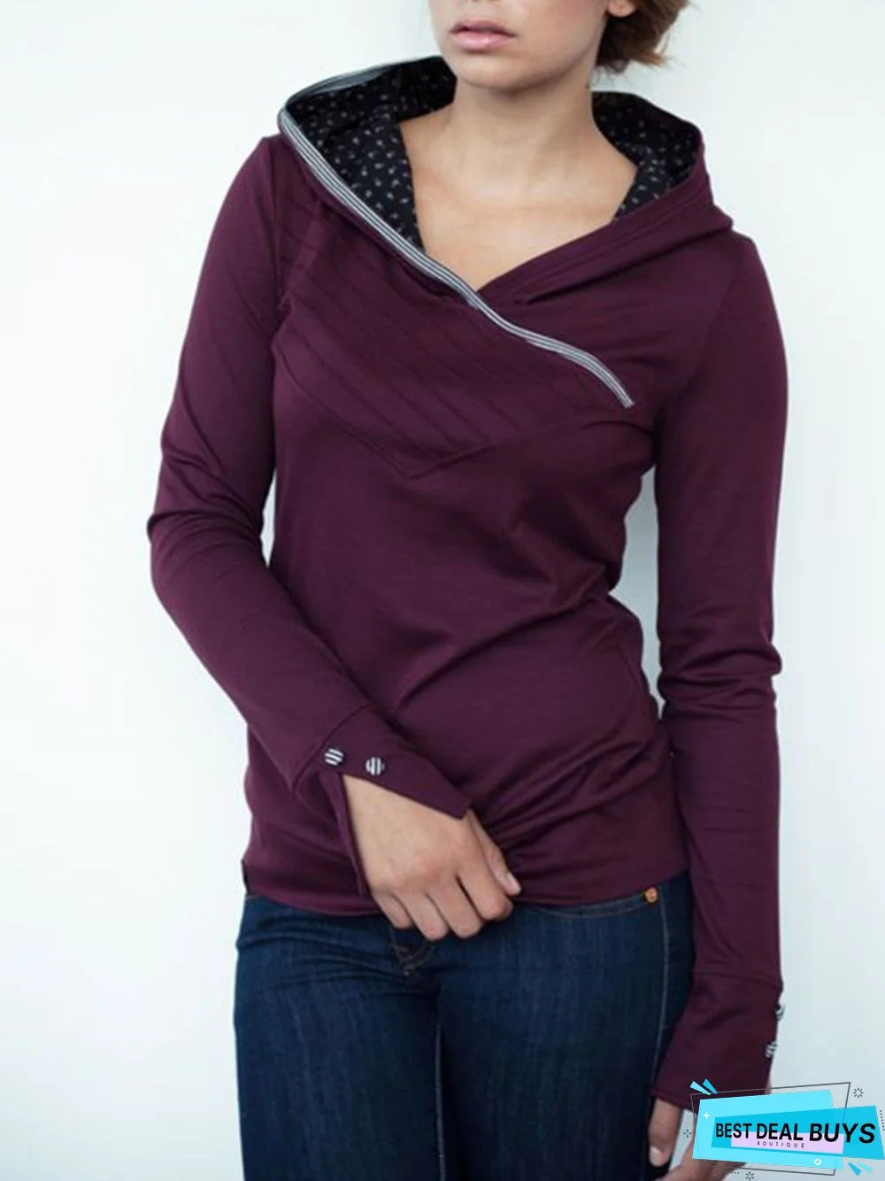 Long Sleeve Cotton-Blend Sweatshirt