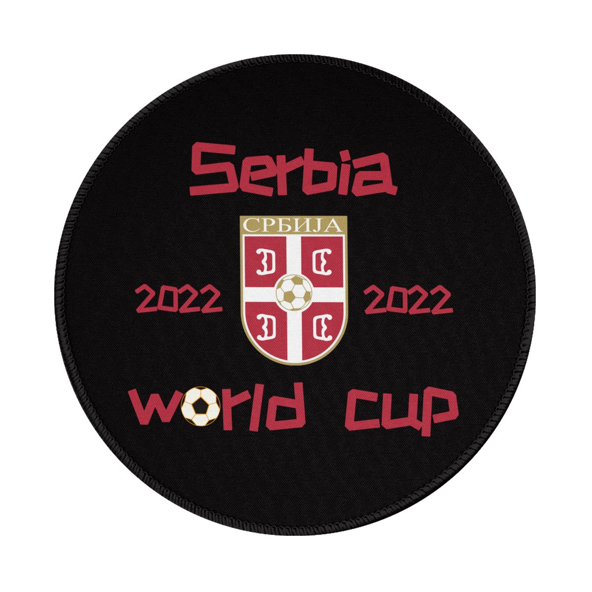 Serbia 2022 World Cup Team Logo Waterproof Round Mouse Pad for Wireless Mouse