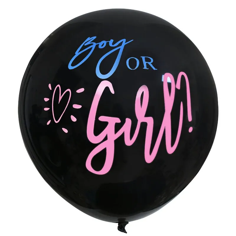1Set 36 Giant Boy or Girl Black Latex Balloon Blue Pink Confetti Baby Shower Globos Gender Reveal Party Decoration Supplies