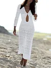 Laceknitted Hollow Thin Long Sleeve Bohemia Maxi Dress