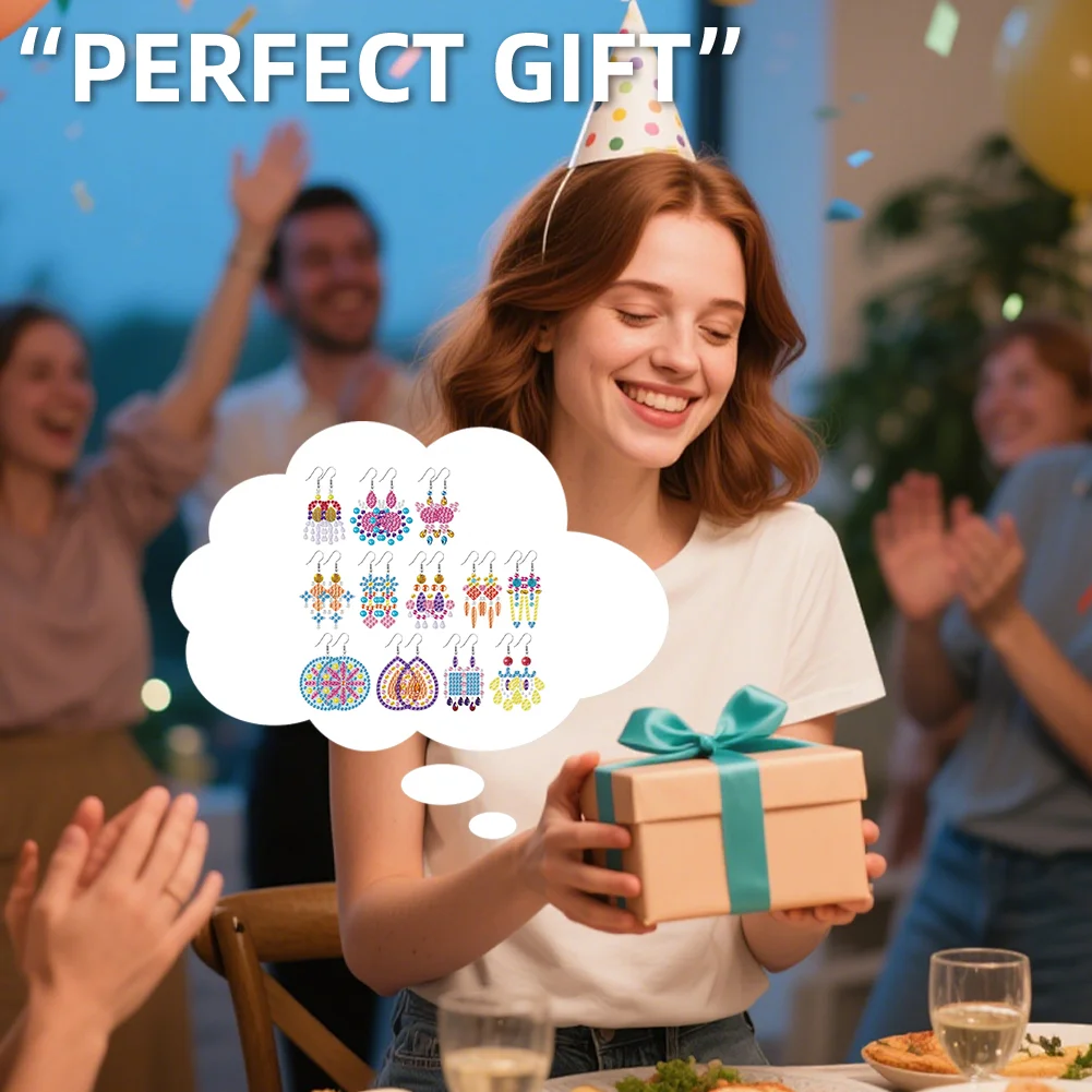 12 Pair Transparent DIY Diamond Art Earring Double Side Diamond Painting Earring