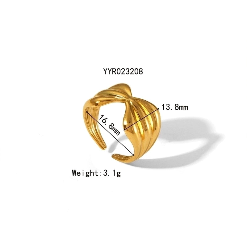 Minimalist Irregular Solid Color Bow Knot 304 Stainless Steel 18K Gold Plated Open Rings