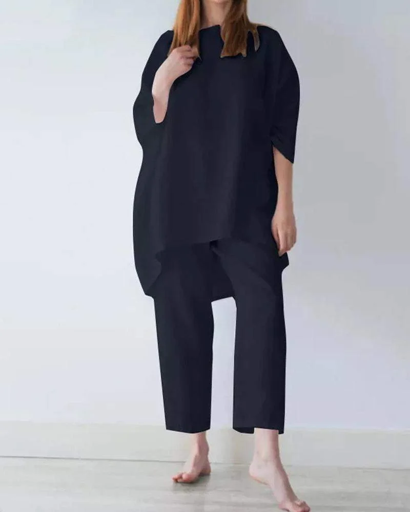 Fashion Leisure Solid Color Cotton Linen Suit