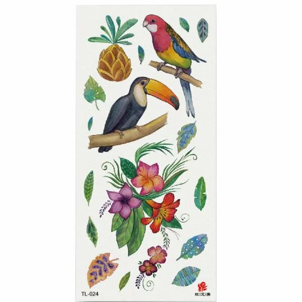 1pcs Flower Animal Body Art Temporary Waterproof Tattoo Sticker Wolf Mermaid Designs