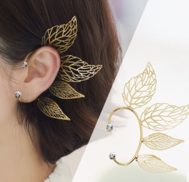 Gold Hollow Leaves Ear Hanging