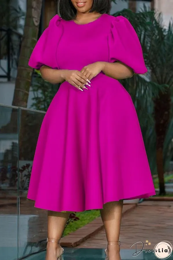 Bubble Short Sleeve Flare Midi Dress