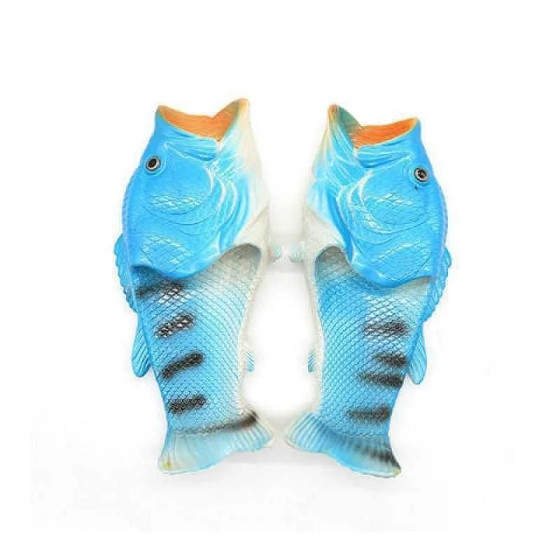 Yyvonne Fish Slippers New Women's Funny Creative Home Non-slip Fashion Salted Fish Word Drag Men's Trendy Slippers Outdoor Beach