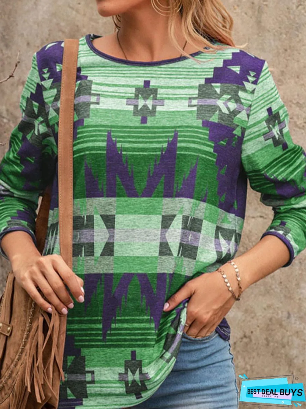 Casual Vintage Print Long Sleeve T-Shirt