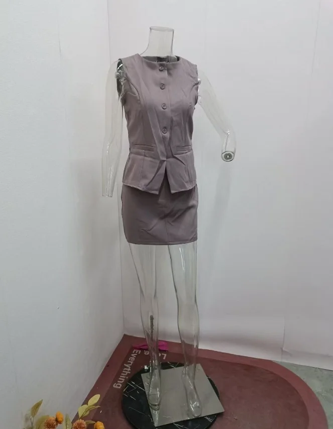 Toloer Toloer New Women's Fashion Sleeveless Top Slim Skirt Suit-Outfit Ideas