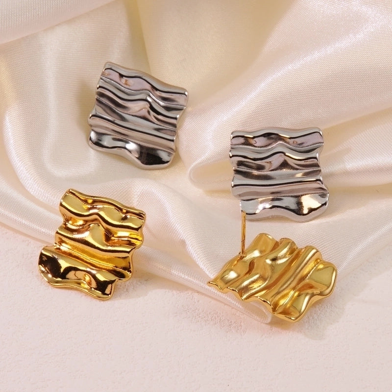 1 Pair Artistic Square Waves Rubik’S Cube 304 Stainless Steel Ear Studs