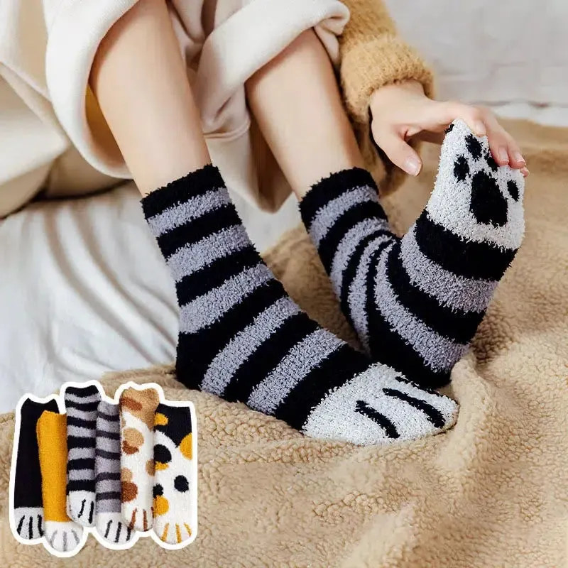 Brownm Paw Plush Socks