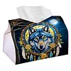 Wolf Dreamcatcher DIY PULeather Diamond Painting Tissue Box for Adults Beginners Gem Art Painting Napkin Holder for Living Room Bedroom Bathroom Table Decor