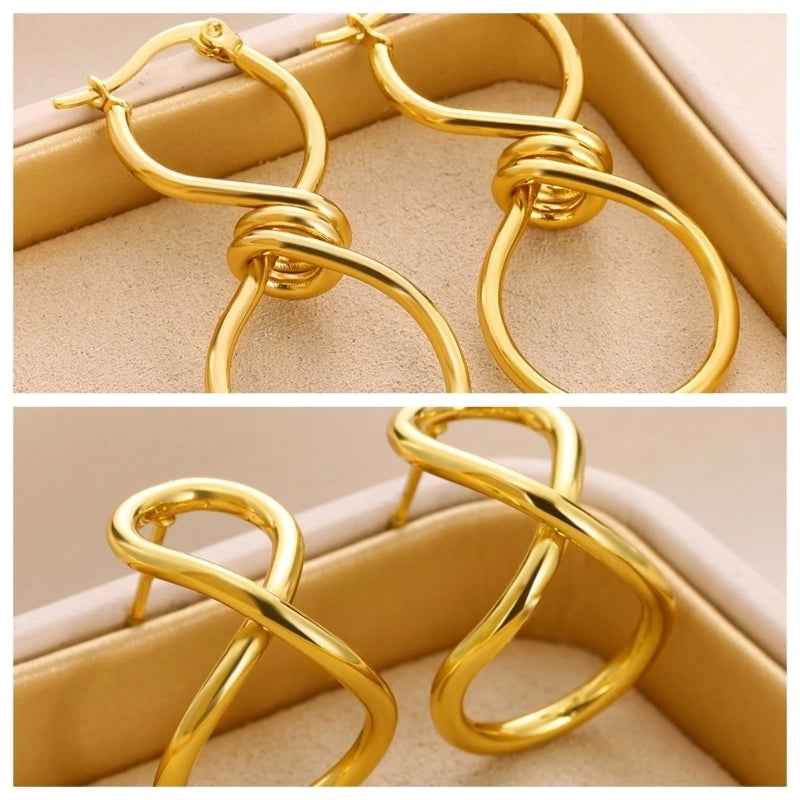 1 Pair Elegant Classical Exaggerated Geometric 304 Stainless Steel Earrings