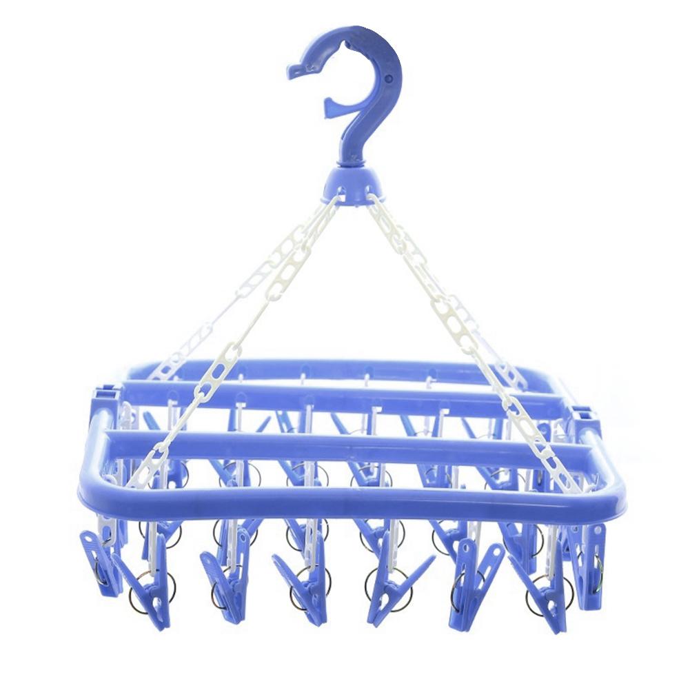 

32 Clips Folding Socks Cloth Hanger, Blue, 501 Original