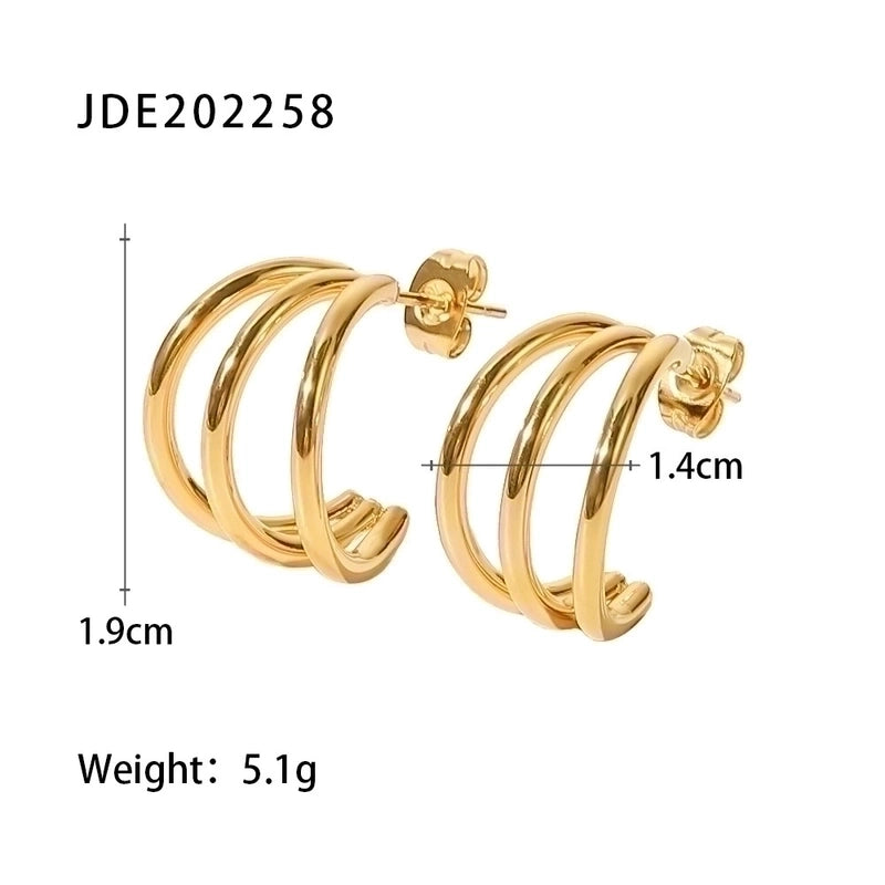 1 Pair Retro Minimalist Geometric Plating 304 Stainless Steel Earrings Ear Studs