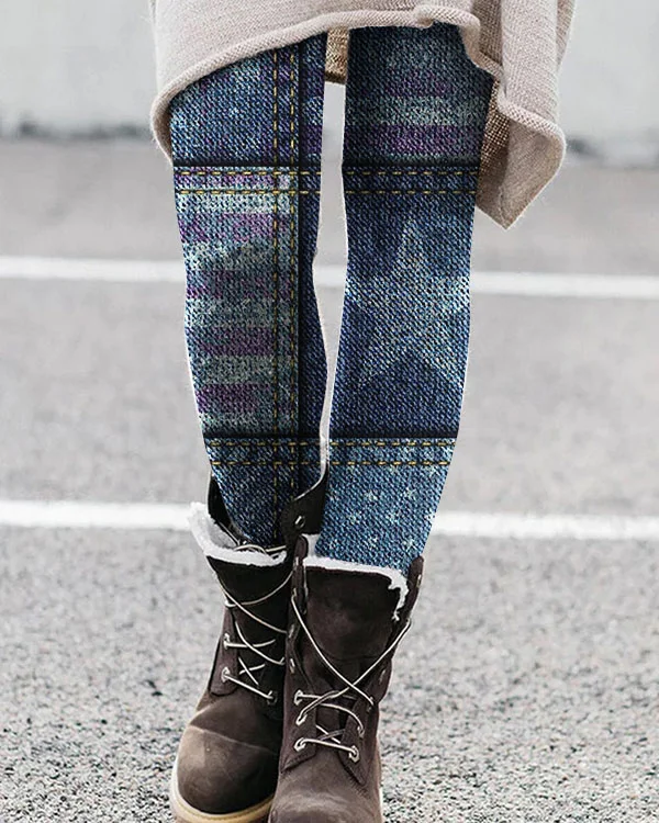 Casual Flag Check Leggings