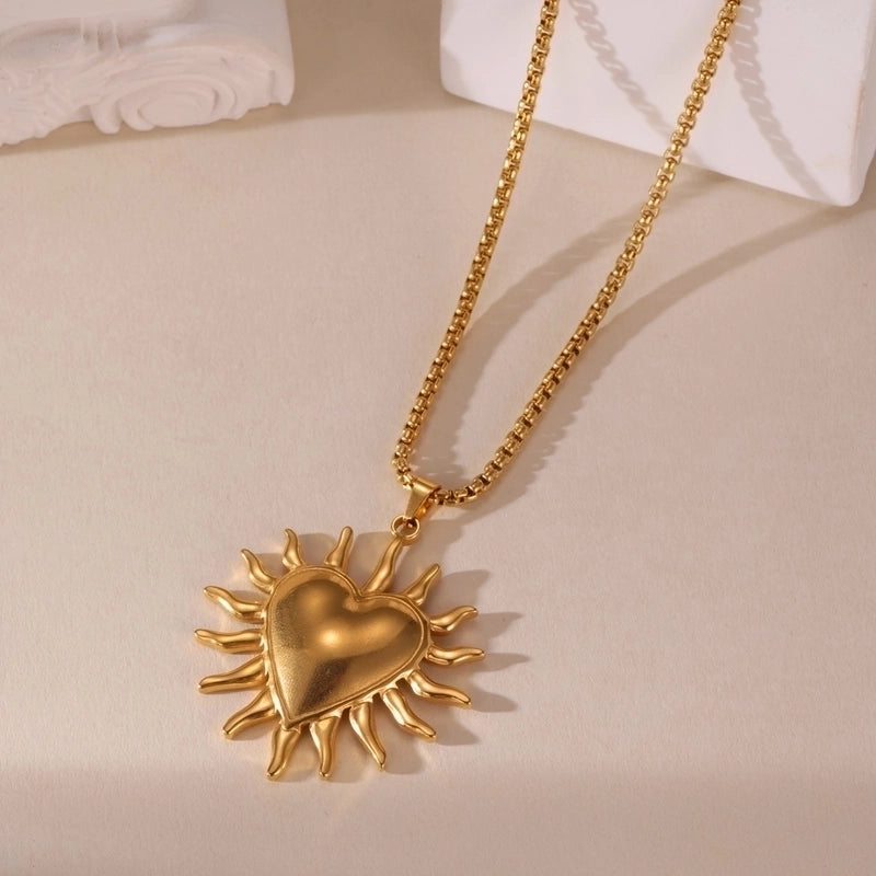 Casual Elegant Heart Shape Horseshoe 304 Stainless Steel 18K Gold Plated Necklace Box Chain Snake Chain