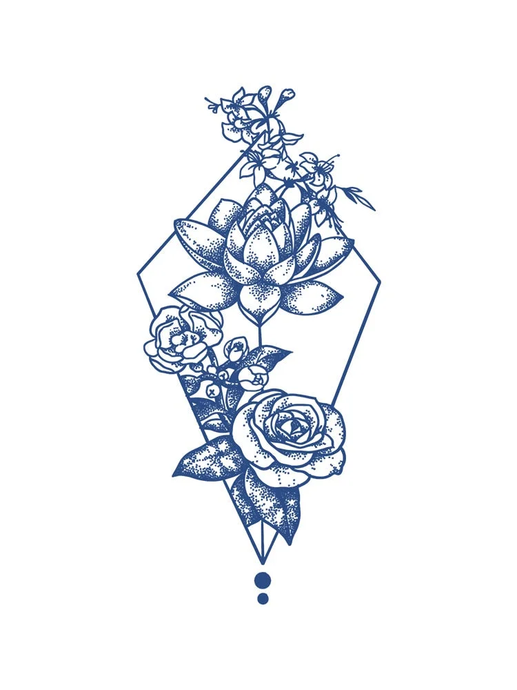 KT51-100 Semi-permanent herbal juice tattoo sticker flower arm clavicle non-reflective simulation tattoo big picture