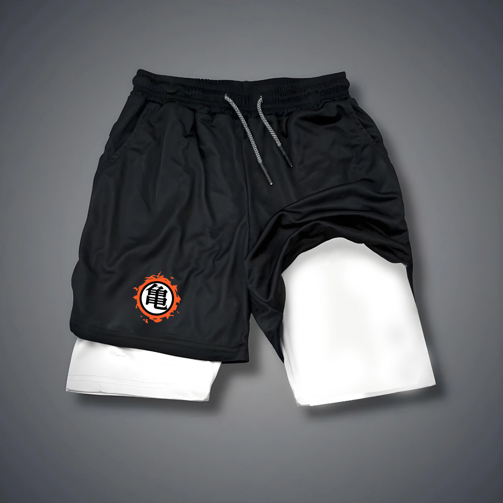 Men's Dragon Ball Anime Print Double Layer Gym Shorts