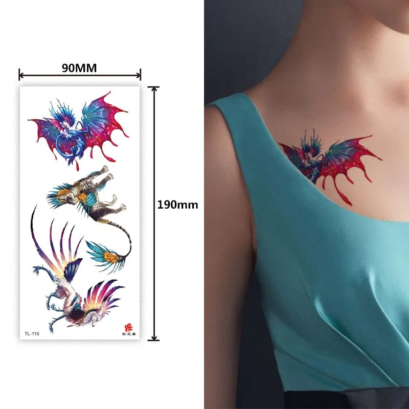 Animal and plant totem flower butterfly bird fox body arm waterproof men and women healthy natural temporary tattoo stickers