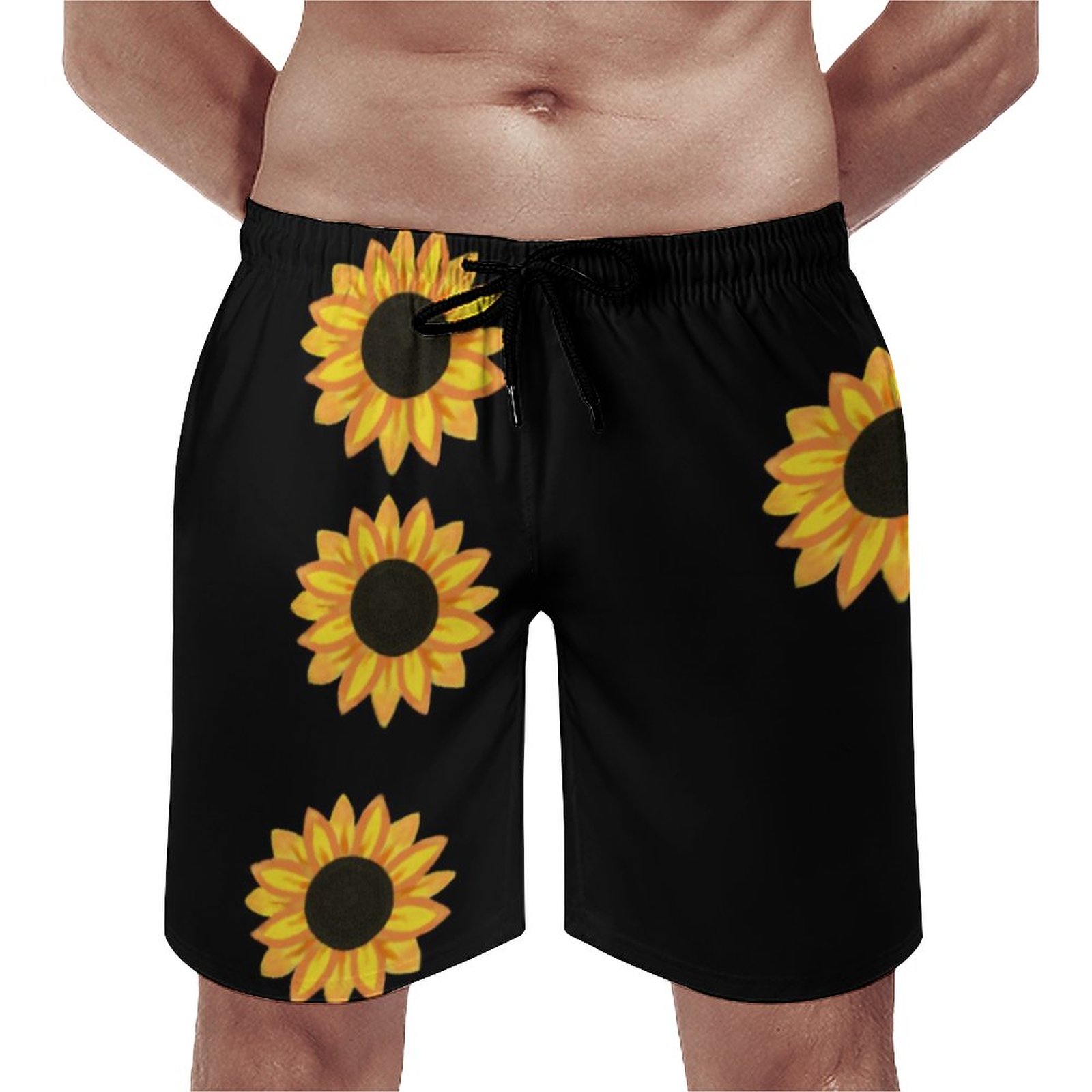 Sunflower Sporty Chic Activewear Black Elegant Men's Swim Trunks Summer Board Shorts Quick Dry Beach Short with Pockets