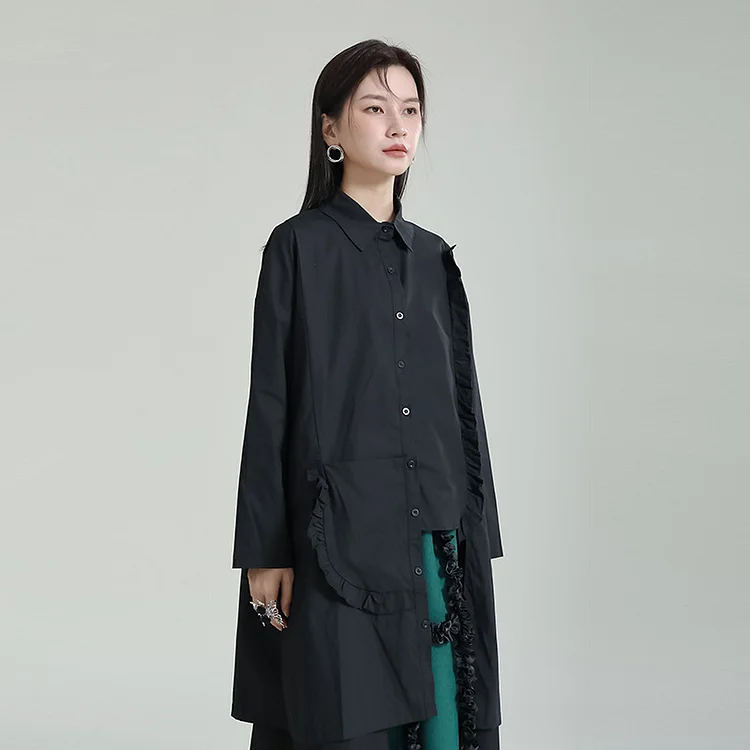 Niche Design Long Sleeve Long Blouse - yankia