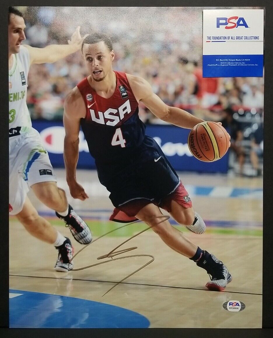 STEPHEN CURRY Signed Autographed GS WARRIORS, USA TEAM 11X14 Photo Poster painting. PSA/DNA