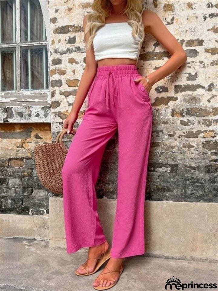 Ladies Stylish New High-rise Solid Casual Pants