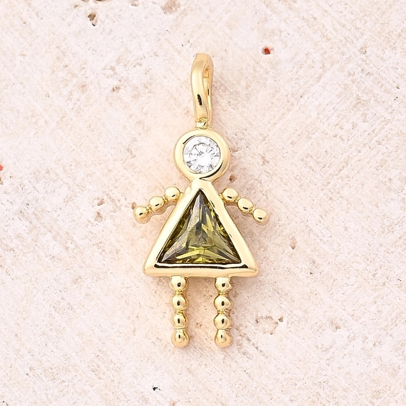 1 Piece 15x7mm Hole 2~2.9mm Copper Lucky Stone Birthstone Zircon 18K Gold Plated Geometric Simple Polished Jewelry Accessories Pendant