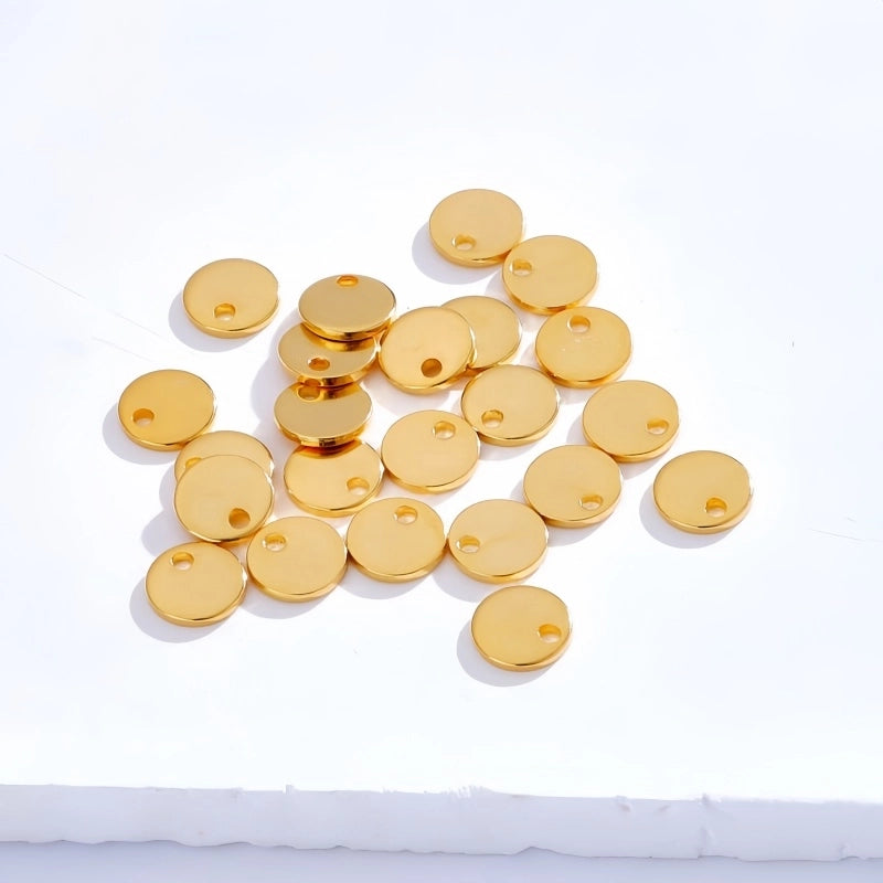 30pcs 7.5mm*13.5mm 1.2mm 304 Stainless Steel Gold Plated Round Machine Barrel Burnishing Pendant Jewelry Accessories
