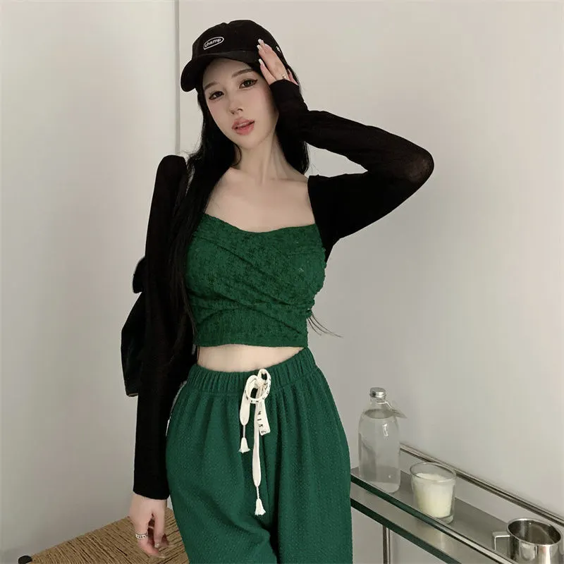 Uveng Uveng Hot Babes Short Super Fire Small Sling Vest Woman With Hong Kong Flavor New Summer Wrapped Chest Bottom Outside To Put On Clothes