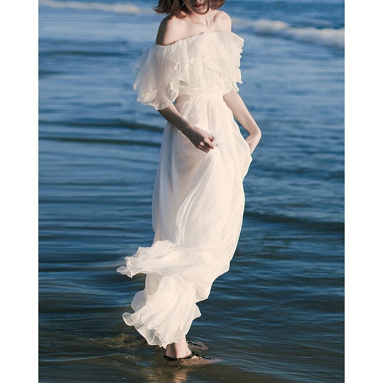 Fairy Tales Aesthetic Fairycore Off Shoulder Maxi Dress QueenFunky