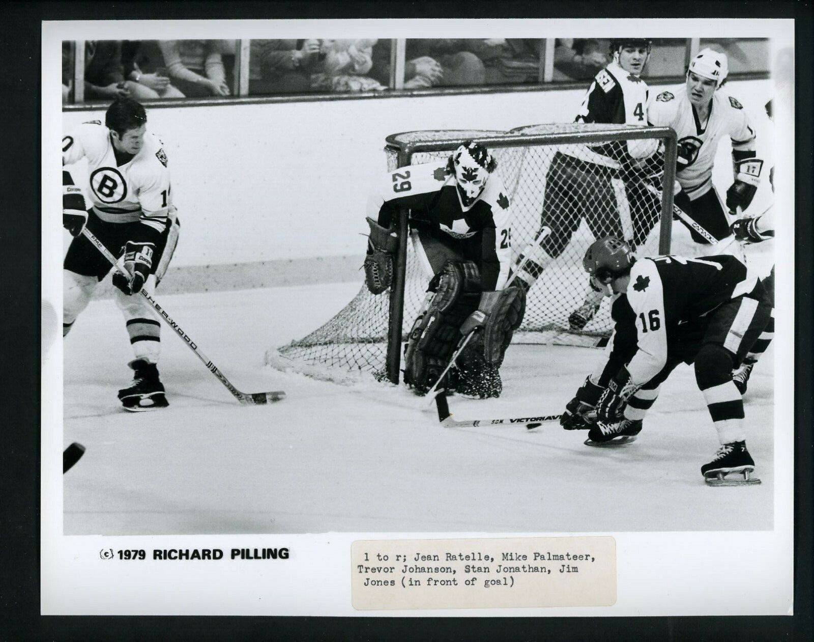 Jean Ratelle & Mike Palmateer 1979 Press Original Photo Poster painting Bruins Maple Leafs