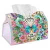 DIY Diamond Art Tissue Box Holder Butterfly PULeather Diamond Art Desktop Organizer Resin Rhinestone Storage Organizers Gem Art Home Office Decor Craft Gift for Women
