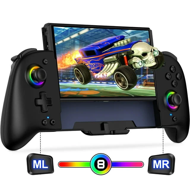 Switch Controller for Switch/Switch OLED, QQV One-Piece Joypad Controller Replacement for Switch Pro Controller, Switch Controllers Remote with Adjustable TURBO,RGB