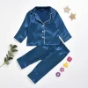 Kid Baby Girl Boy Silk Satin Tops Pant Long Sleeve  Pajamas
