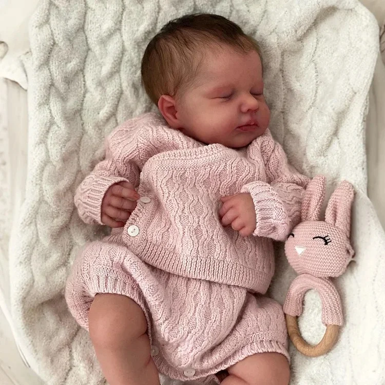 [🔊Heartbeat Sound and Coos] 20" Handmade Lifelike Reborn Newborn Baby Sleeping Girl Named Dolishy, Looks Really Cute