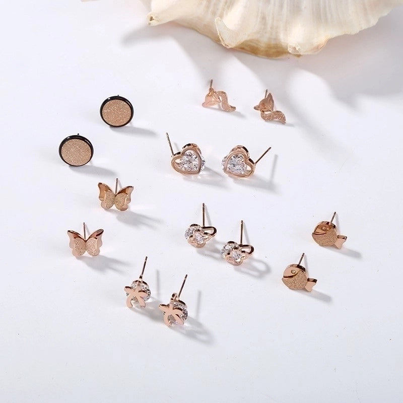 1 Pair Fashion Round Letter Stainless Steel Plating Ear Studs