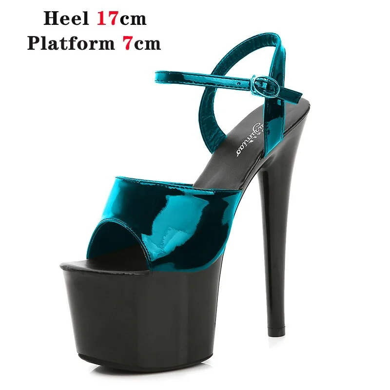 Qengg Mixed Color Shoes Stripper Heels Women Sandals Sexy Shoes Party Club Sandals 17 CM Platform High-heeled Wedding Shoes Pole Dance