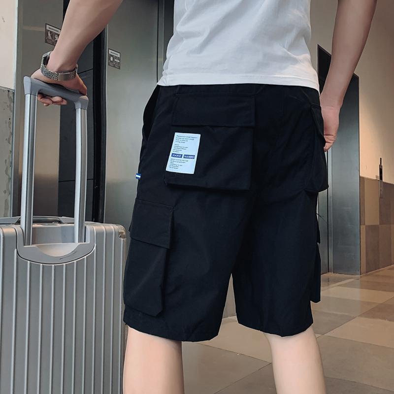 Black Men's Cargo Shorts Solid Male Bermuda Short Pants With Pockets Draw String Half Luxury Harajuku Loose Jogger Cotton Y2k XL