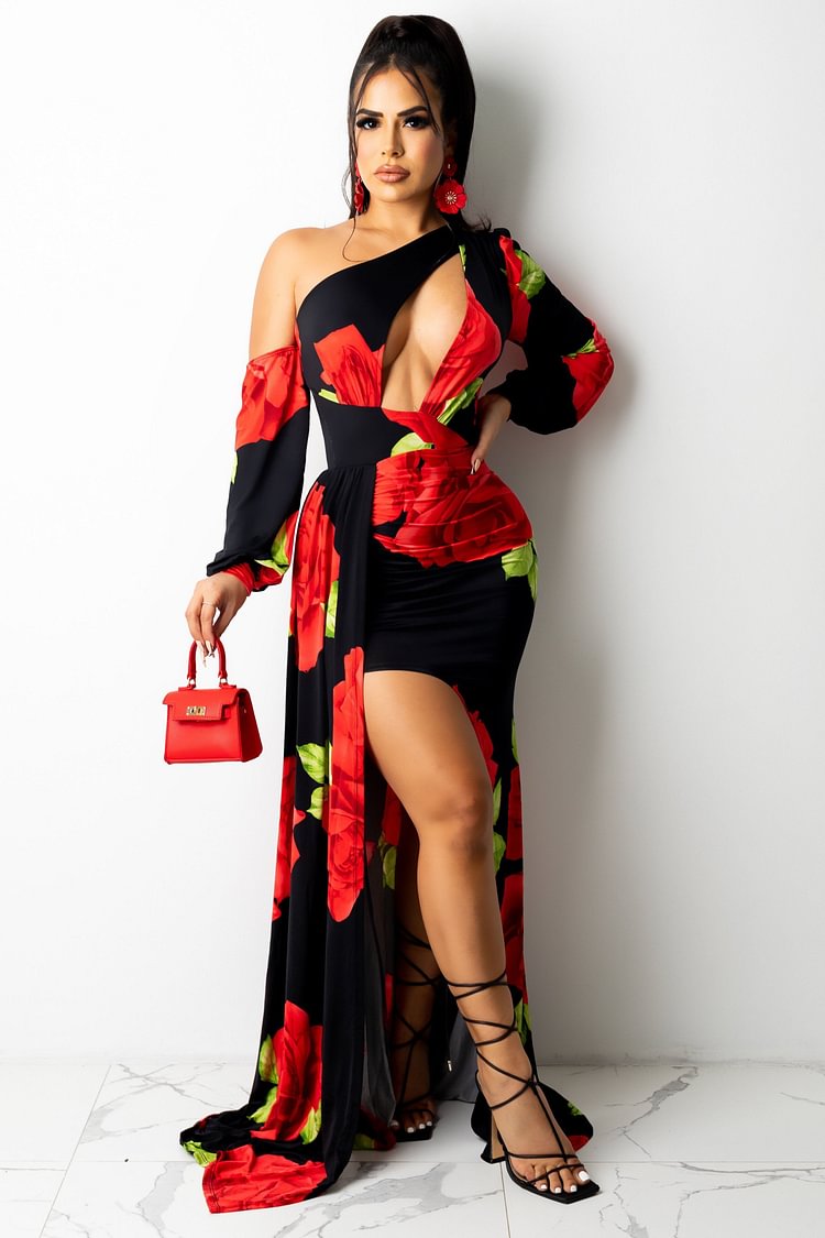 Beautiful As A Rose Maxi Dress Flower Printed Long Dresses