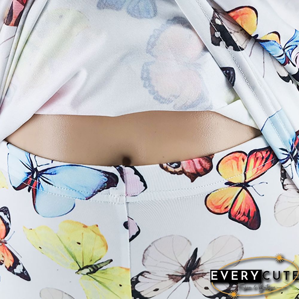 Multicolor Butterfly Print Loungewear Plus Size Set