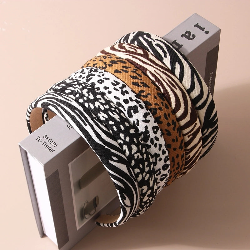 Guanyang Zebra Print Leopard Print Headband Retro Sponge Face Washing Pressure Hairband Simple Fashion Headband Hair Accessories