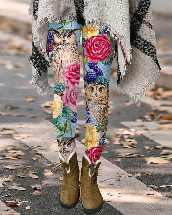 Owl Floral Leggings