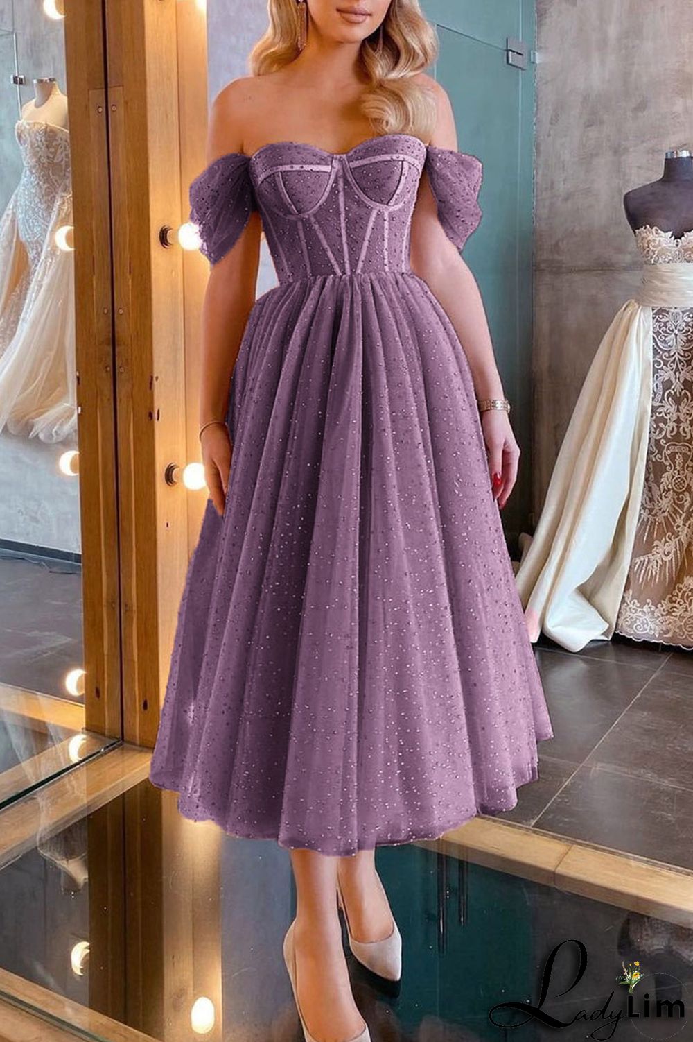 Apricot Sexy Elegant Solid Split Joint Strapless Evening Dress Dresses