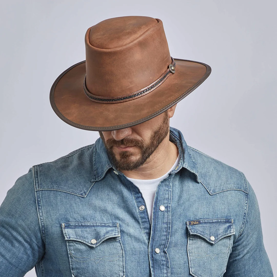 Midnight Rider - Mens Leather Outback Hat