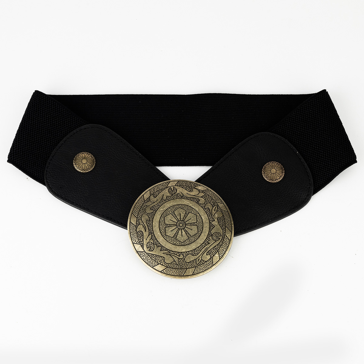 European And American Retro Western Waist Elastic Elastic Waist Belt Female Wide Version Waist Punk Style Metal Carved R
