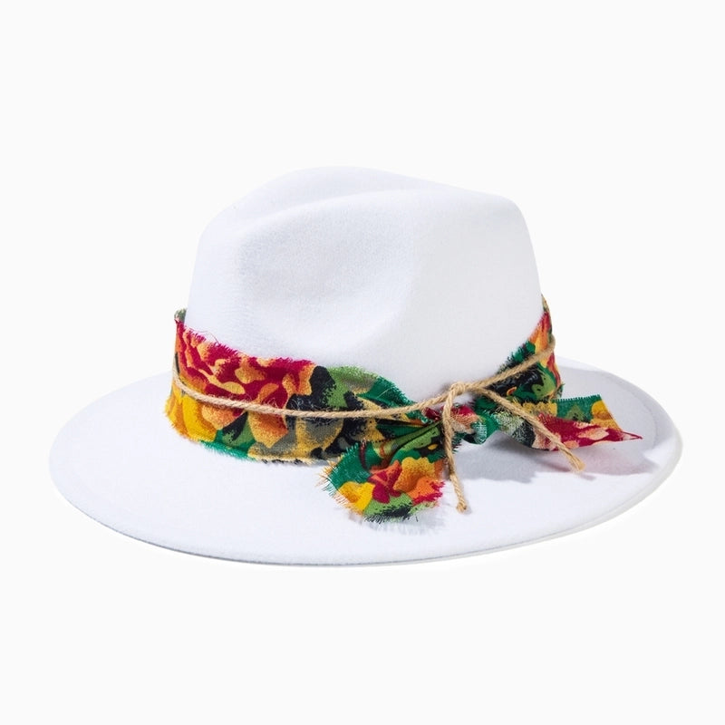 Unisex Casual Elegant Solid Color Flat Eaves Fedora Hat