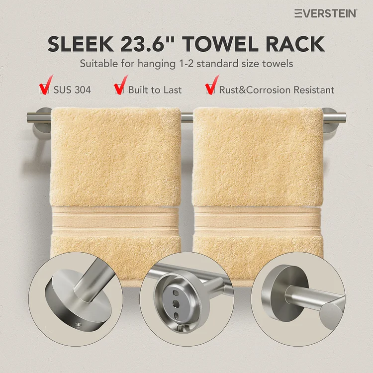 SFS-2003-NK 4-Piece Bathroom Hardware Set: Wall Mounted SUS304 Stainless Steel Towel Bars & Accessories